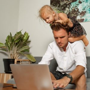 man works at home.  High quality photo